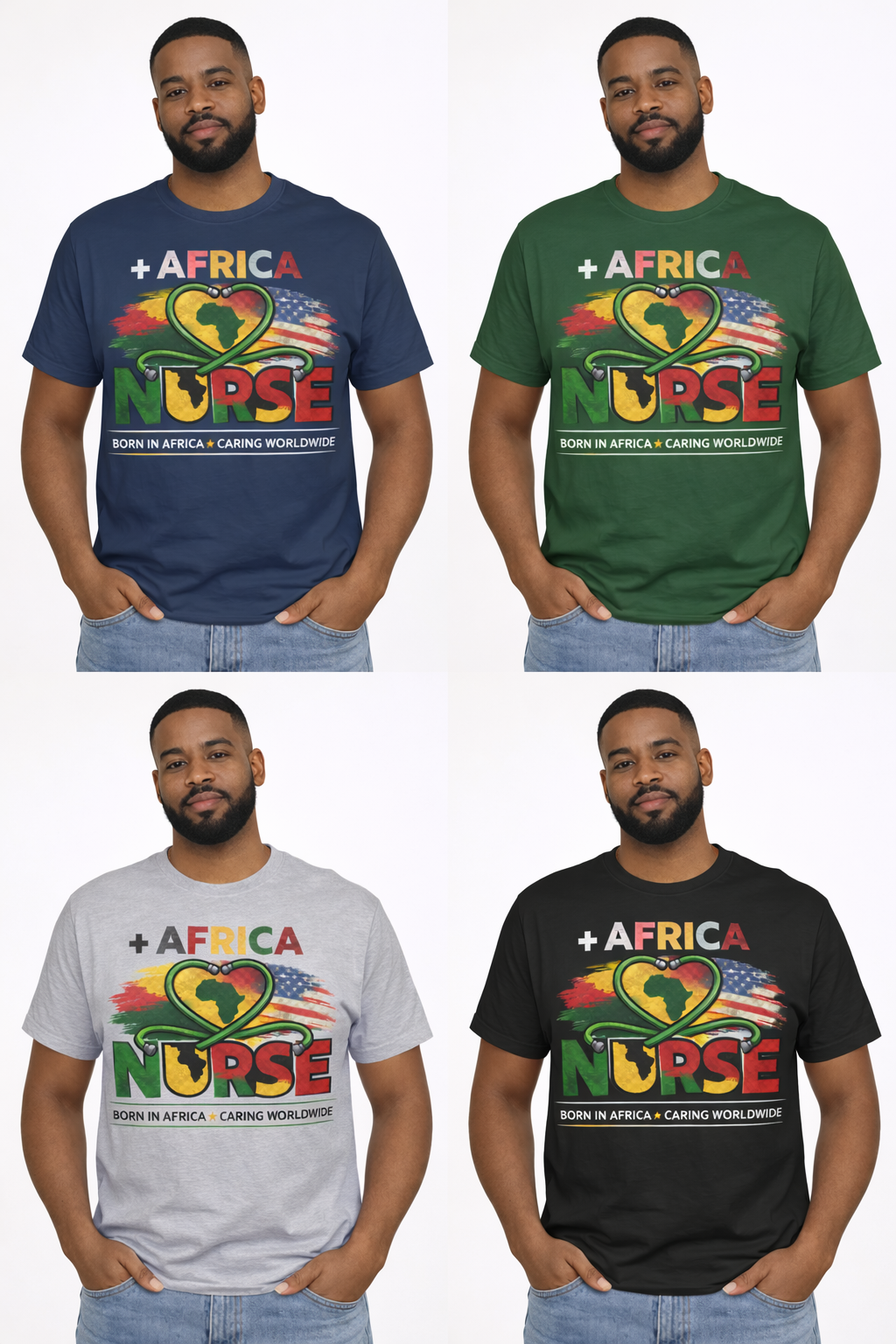 Africa Nurse – Born in Africa, Caring Worldwide T-Shirt