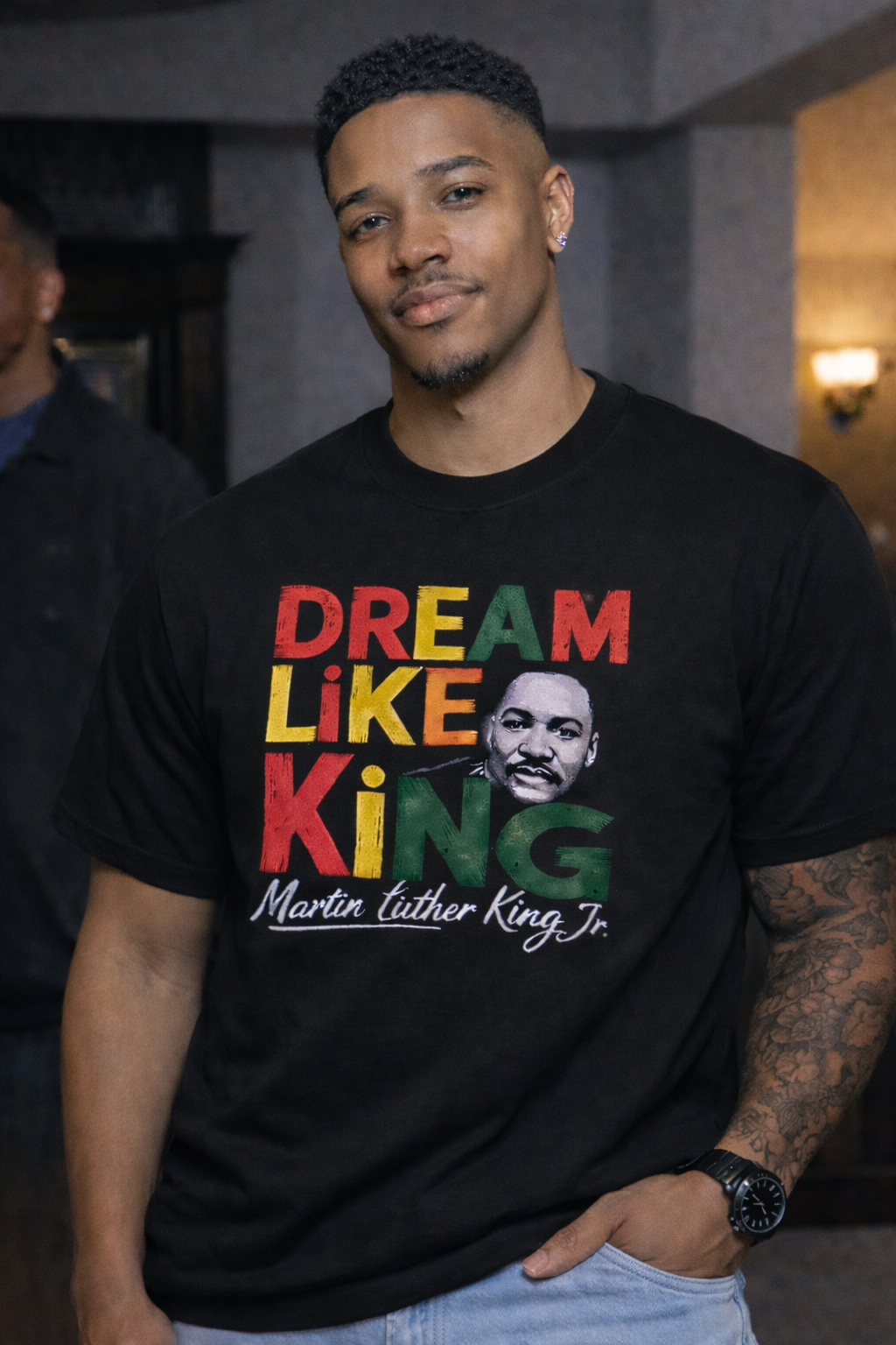 Dream Like a King – Inspirational Tribute Black T-Shirt