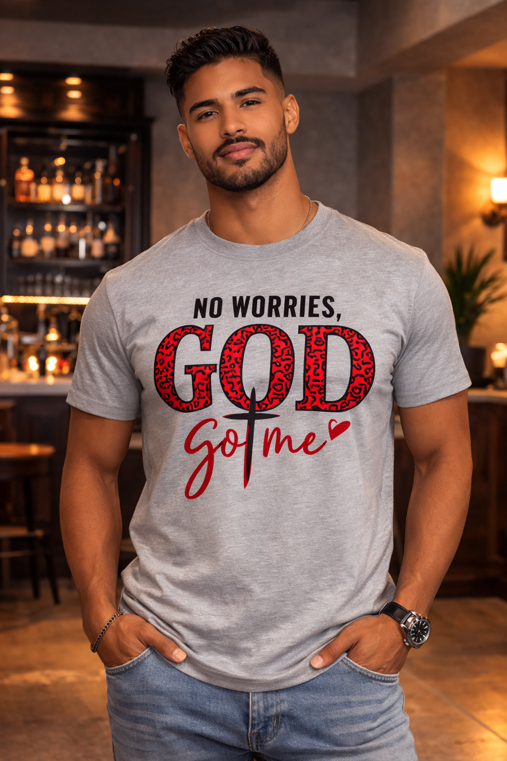 No Worries, GOD Got Me – Faith-Inspired Graphic T-Shirt