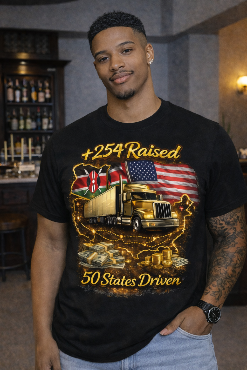 +254 Raised 50 States Driven DTF Printed Graphic T-Shirt – Premium Trucker Lifestyle Tee